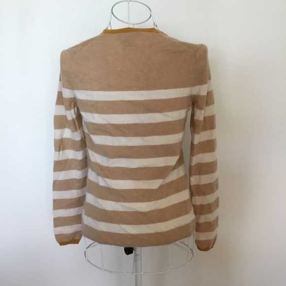 Lord & Taylor striped v neck cashmere sweater - Picture 4 of 7